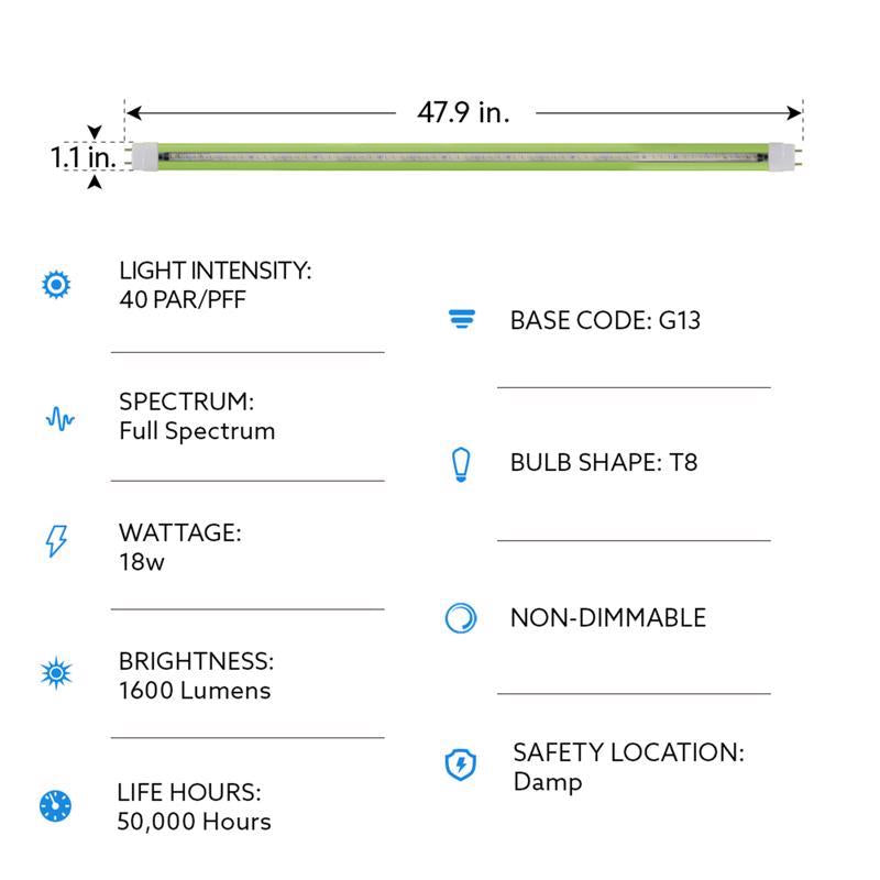 Feit Plug & Play T8 and T12 Blue 48 in. G13 Linear LED Bulb 20 Watt Equivalence