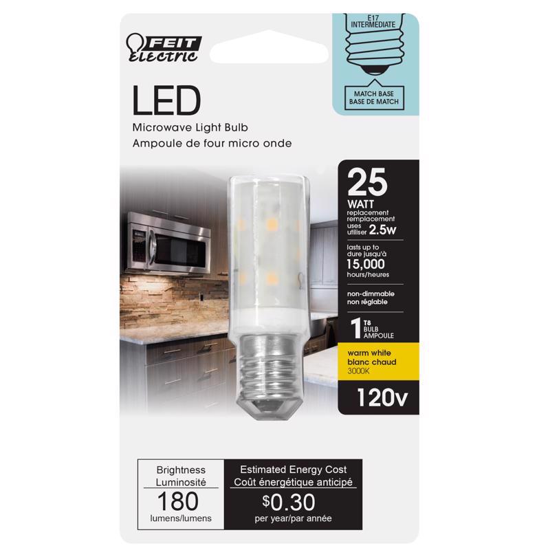 Feit T8 E17 (Intermediate) LED Bulb Warm White 25 Watt Equivalence