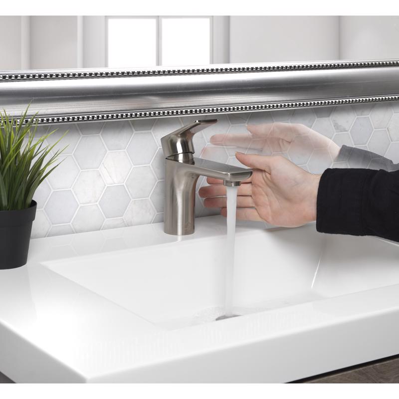 Homewerks Brushed Nickel Motion Sensing Modern Single-Handle Bathroom Sink Faucet 2 in.