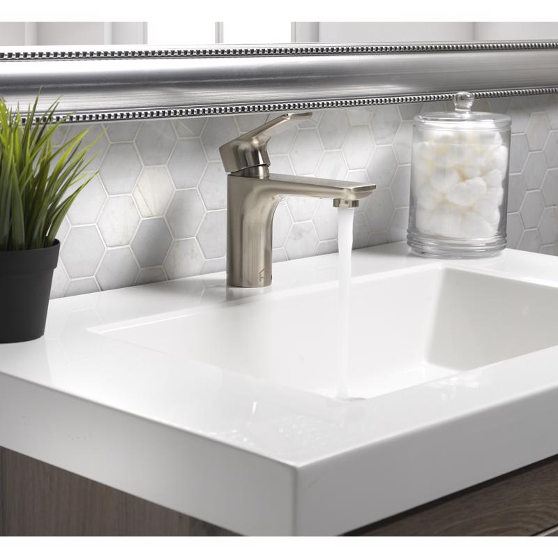 Homewerks Brushed Nickel Motion Sensing Modern Single-Handle Bathroom Sink Faucet 2 in.