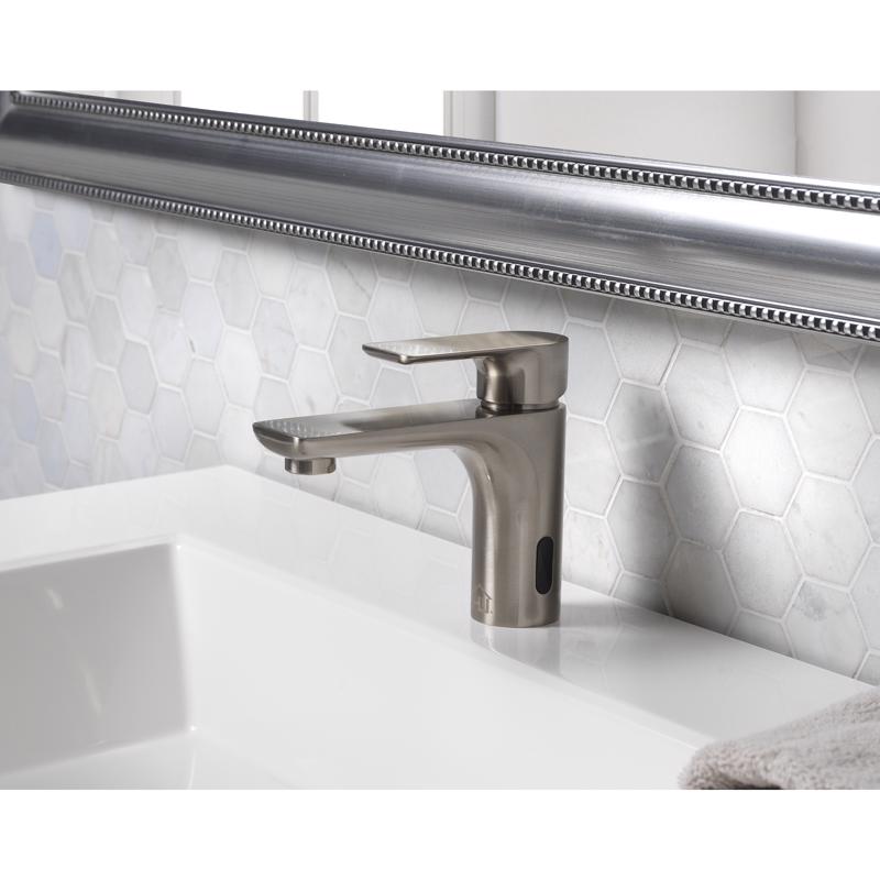 Homewerks Brushed Nickel Motion Sensing Modern Single-Handle Bathroom Sink Faucet 2 in.