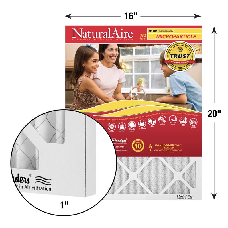 NaturalAire 16 in. W X 20 in. H X 1 in. Synthetic 10 MERV Pleated Microparticle Air Filter