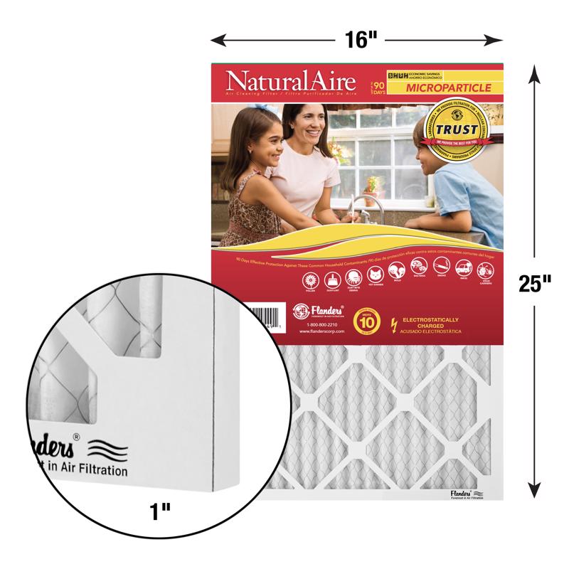 NaturalAire 16 in. W X 25 in. H X 1 in. Synthetic 10 MERV Pleated Microparticle Air Filter