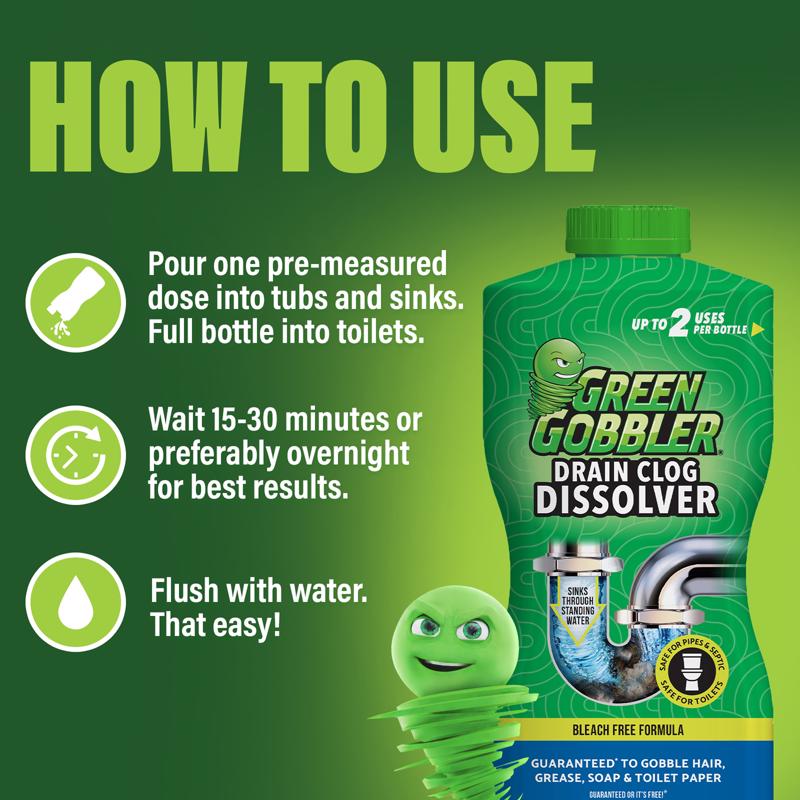 Green Gobbler Liquid Drain Clog Remover 31 oz