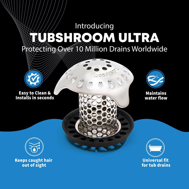 TubShroom Ultra Edition 1.5 in. Chrome Stainless Steel Hair Catcher