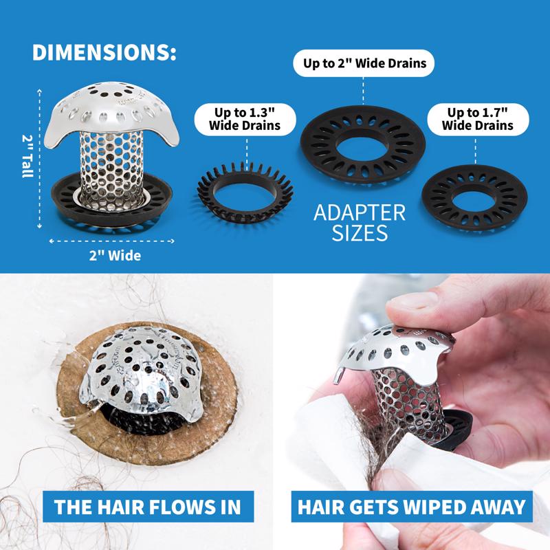 TubShroom Ultra Edition 1.5 in. Chrome Stainless Steel Hair Catcher