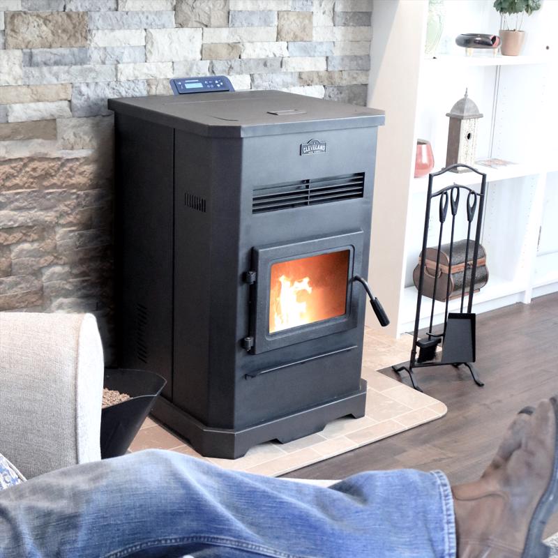 Cleveland Iron Works EPA Certified 2500 sq ft Wood Pellet Stove 130 lb. cap. Hopper