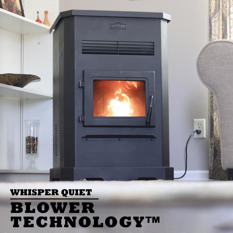 Cleveland Iron Works EPA Certified 2500 sq ft Wood Pellet Stove 130 lb. cap. Hopper