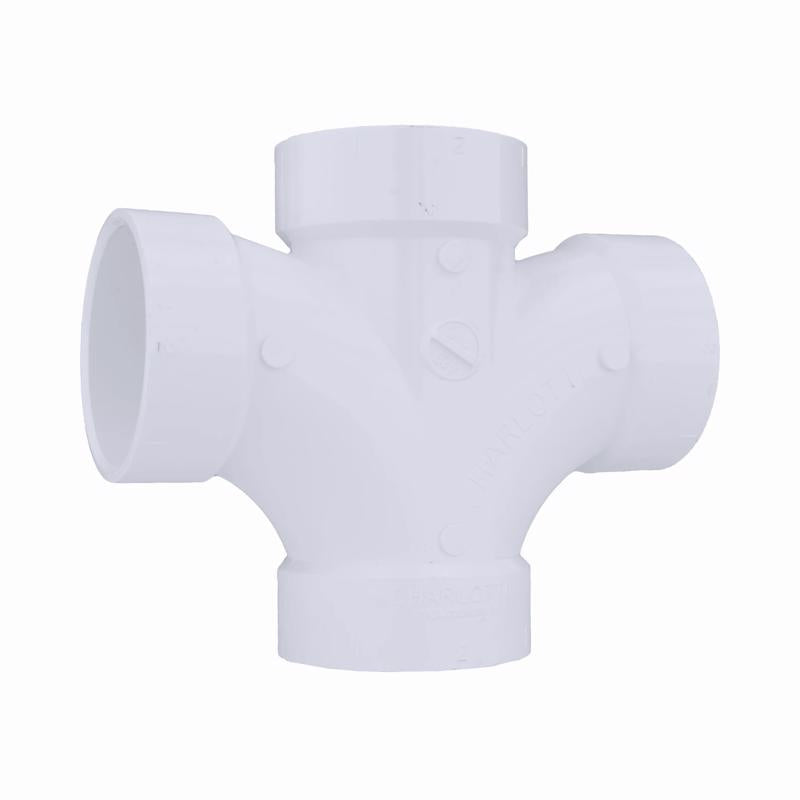 Charlotte Pipe Schedule 40 2 in. Hub X 2 in. D Hub PVC Double Sanitary Tee