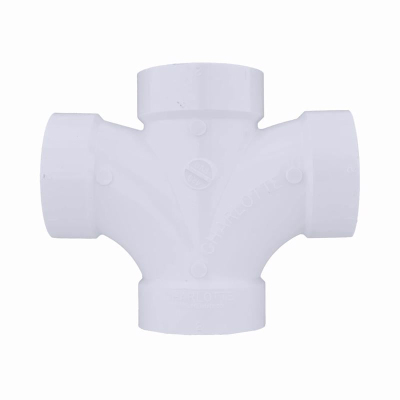Charlotte Pipe Schedule 40 2 in. Hub X 2 in. D Hub PVC Double Sanitary Tee