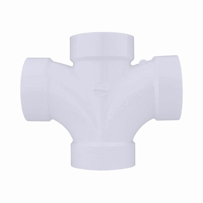 Charlotte Pipe Schedule 40 2 in. Hub X 2 in. D Hub PVC Double Sanitary Tee