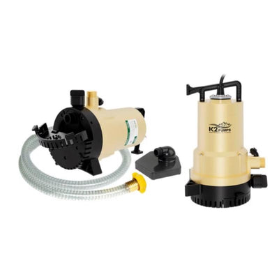 K2 Pumps 1/4 HP 1600 gph Thermoplastic Switchless Switch Dual Suction AC Utility Pump