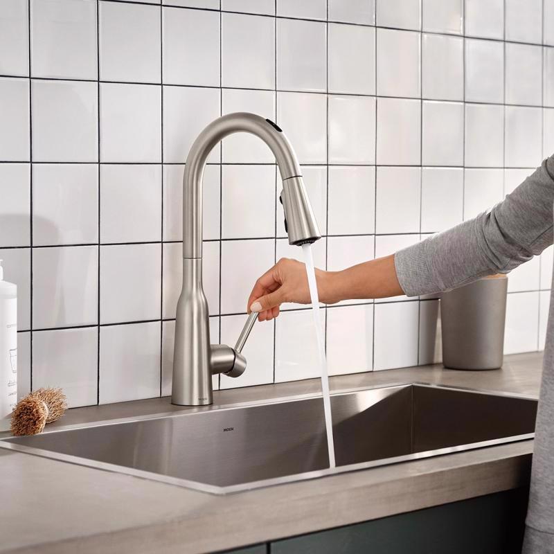 Moen Zyla One Handle Stainless Steel Motion Sensing Pull-Down Kitchen Faucet Smart