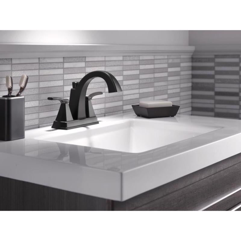 Delta Flynn Matte Black Traditional Centerset Bathroom Sink Faucet 4 in.