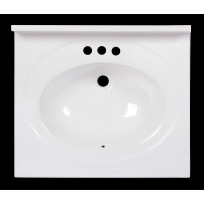 Arstar Standard Cultured Marble Bathroom Sink 25 in. W X 22 in. D White