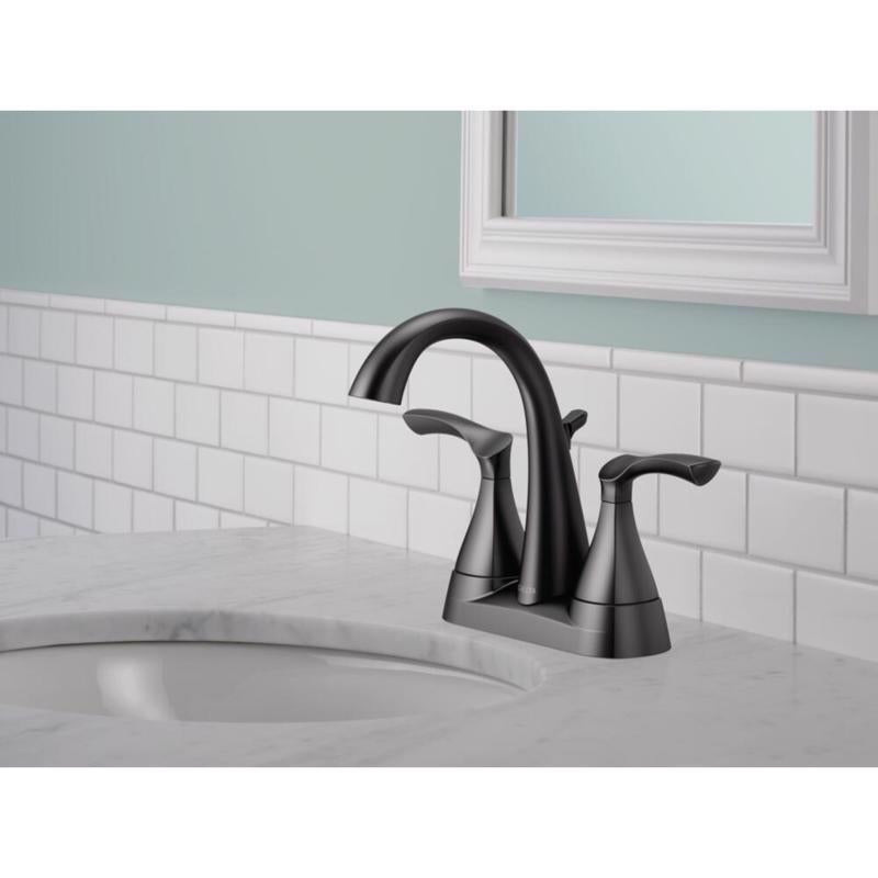 Delta Sandover Matte Black Traditional Centerset Bathroom Sink Faucet 4 in.