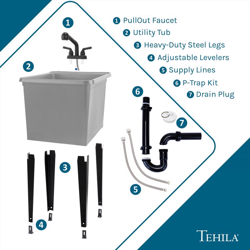 Tehila 17.5 in in. W X 23.5 in. D Freestanding Plastic Laundry Tub