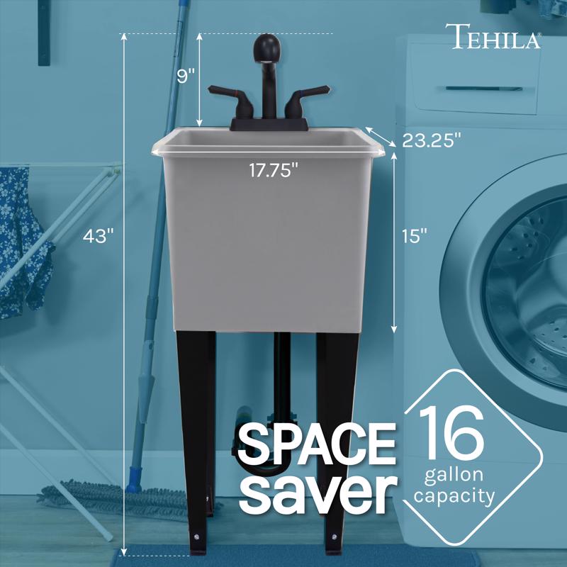 Tehila 17.5 in in. W X 23.5 in. D Freestanding Plastic Laundry Tub