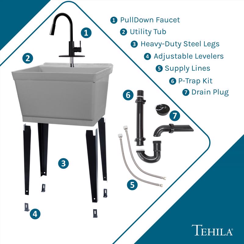 Tehila 22.875 in. W X 23.5 in. D Freestanding Plastic Laundry Tub