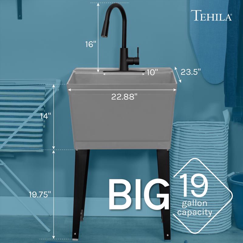 Tehila 22.875 in. W X 23.5 in. D Freestanding Plastic Laundry Tub