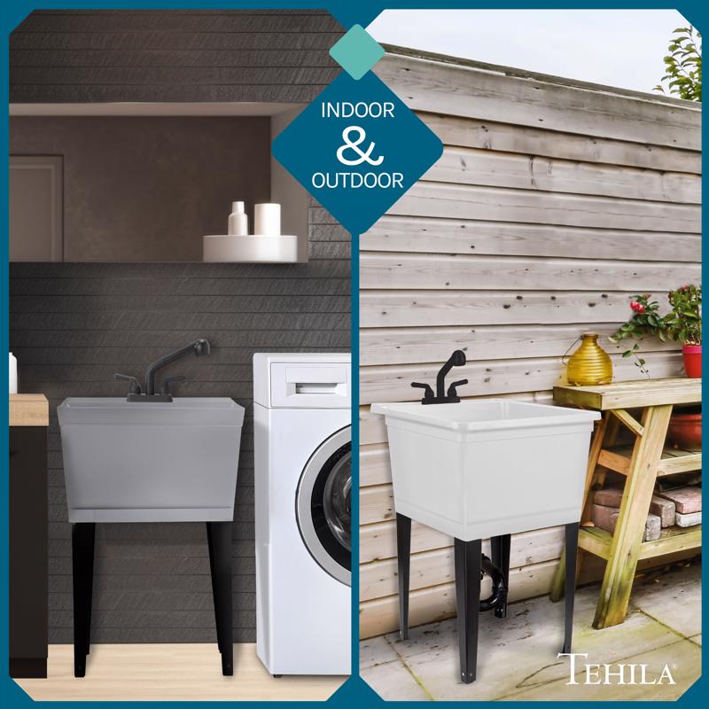Tehila 22.875 in. W X 23.5 in. D Freestanding Plastic Laundry Tub