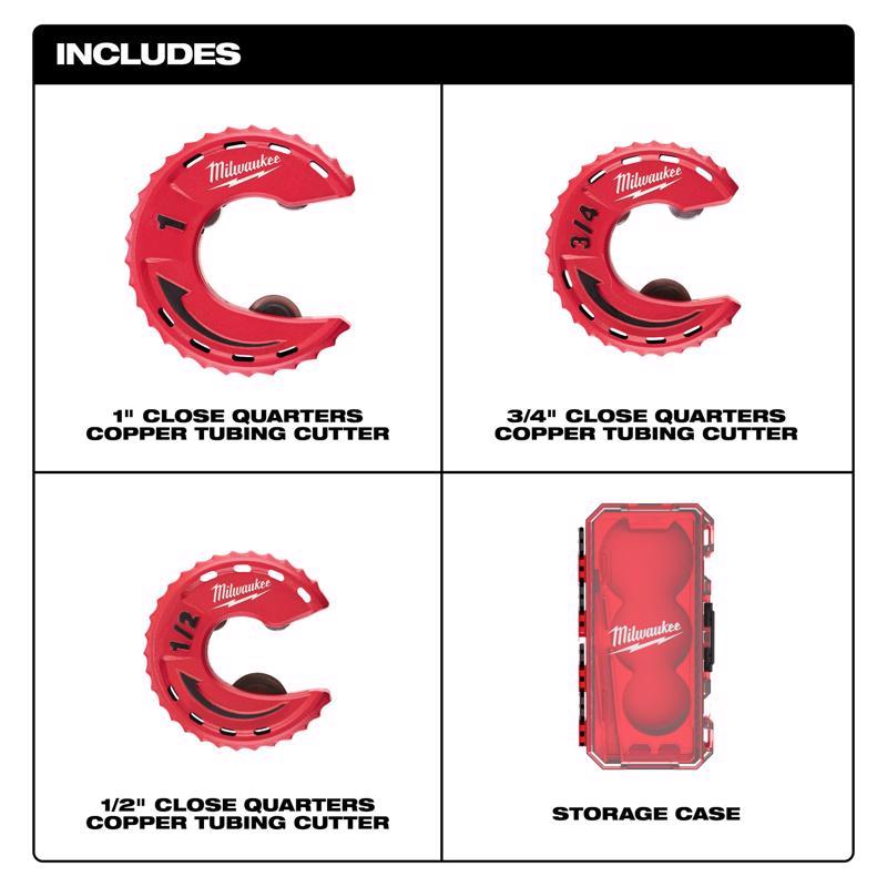 Milwaukee Close Quarters Tubing Cutter Set 3.9 in. L Red 3 pc