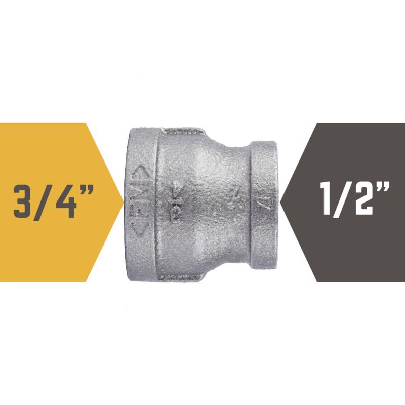 STZ Industries 3/4 in. FIP each X 1/2 in. D FIP Black Malleable Iron Coupling
