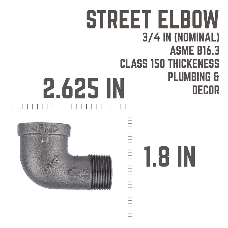 STZ Industries 3/4 in. FIP each X 3/4 in. D MIP Black Malleable Iron 90 Degree Street Elbow