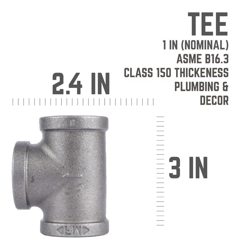 STZ Industries 1 in. FIP each X 1 in. D FIP 1 in. D FIP Black Malleable Iron Tee