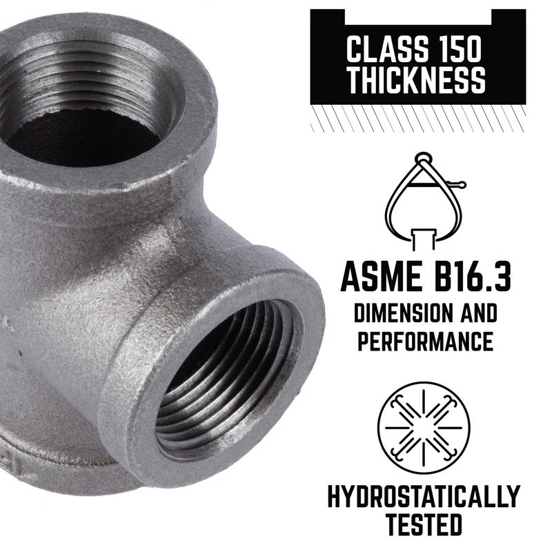 STZ Industries 1 in. FIP each X 1 in. D FIP 1 in. D FIP Black Malleable Iron Tee