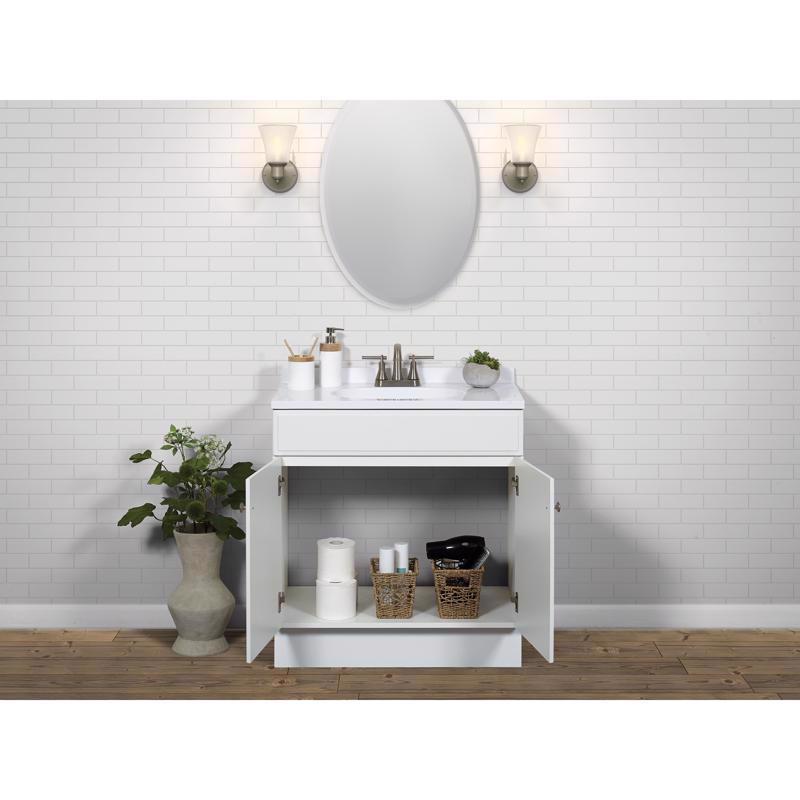 Zenna Home Single White Bathroom Vanity 30 in. W X 18 in. D X 35 in. H