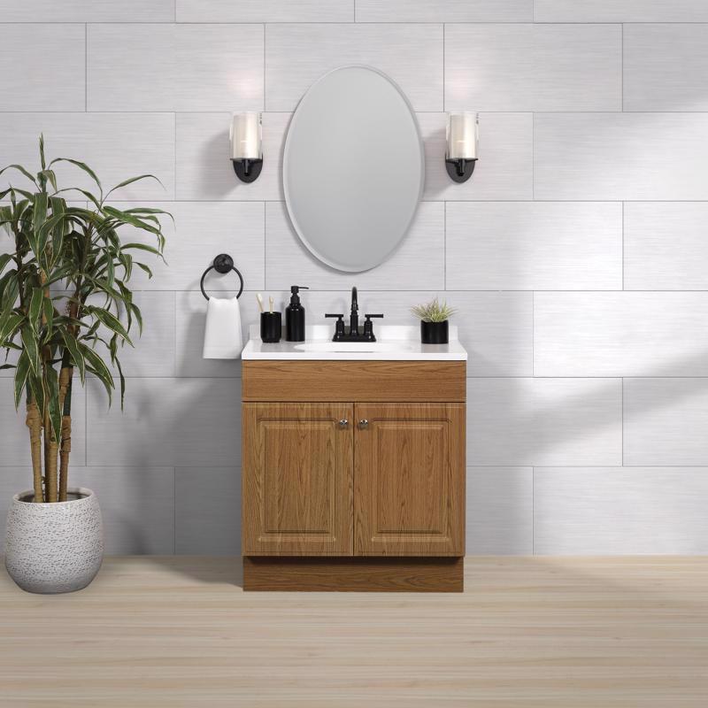 Zenna Home Single Oak Bathroom Vanity 30 in. W X 18 in. D X 35 in. H