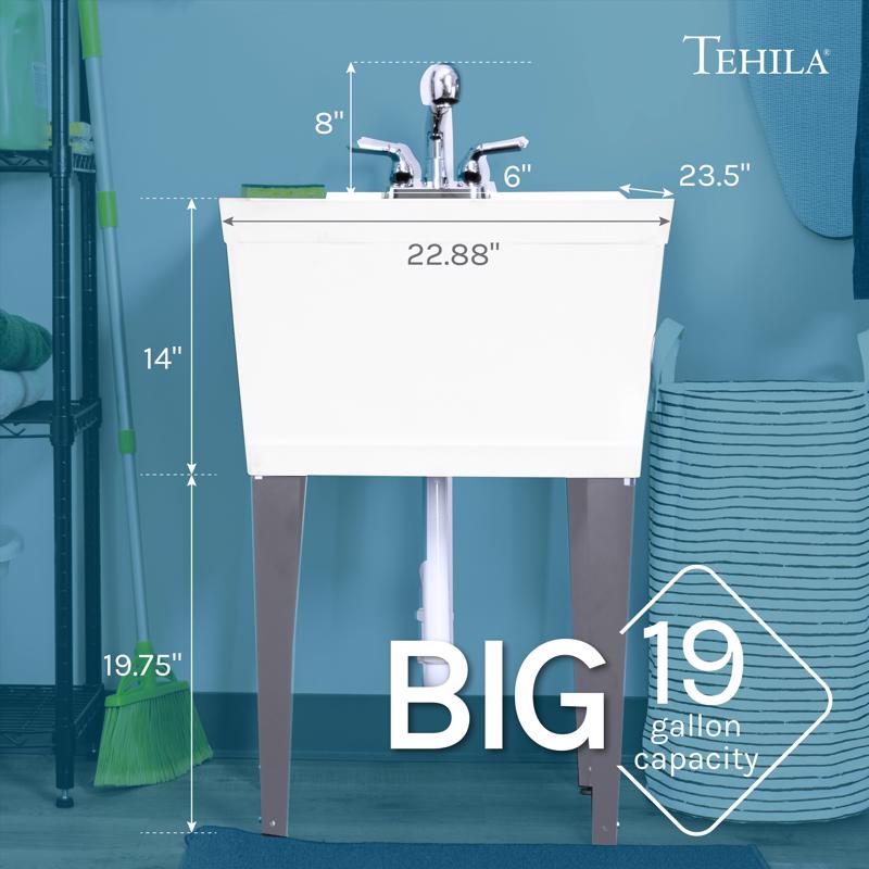 Tehila 22.875 in. W X 23.5 in. D Freestanding Thermoplastic Utility Sink