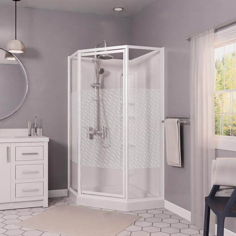 MAAX Himalaya 74-1/4 in. H X 38 in. W White Framed Shower Kit