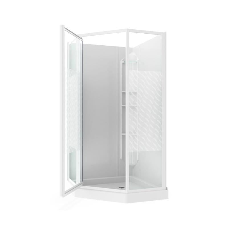 MAAX Himalaya 74-1/4 in. H X 38 in. W White Framed Shower Kit