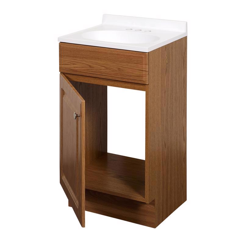 Zenna Home Single Oak Brown/White Bathroom Vanity 18 in. W X 16 in. D X 35 in. H
