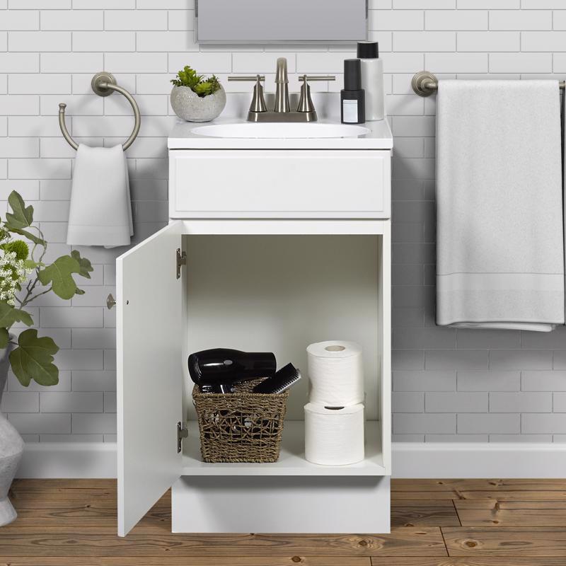 Zenna Home Single White Bathroom Vanity 18 in. W X 16 in. D X 35 in. H