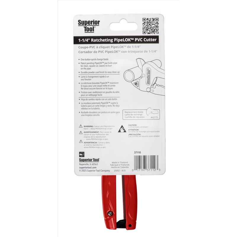 Superior Tool 1-5/16 in. Ratcheting Pipe Cutter Red