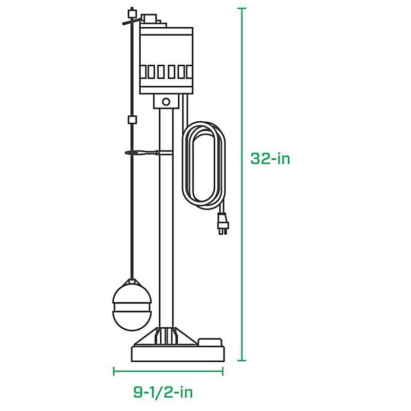 Zoeller 1/2 HP 3900 gph Cast Iron Vertical Float Switch AC Pedestal Sump Pump 8 ft