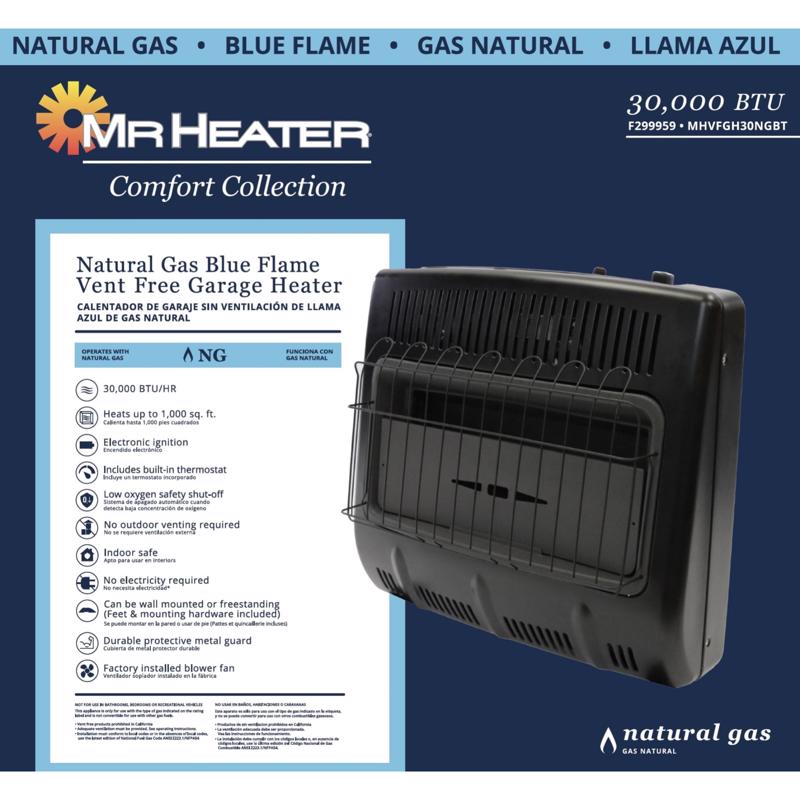 Mr. Heater Comfort Collection 1000 sq ft 30000 BTU Natural Gas Wall Heater