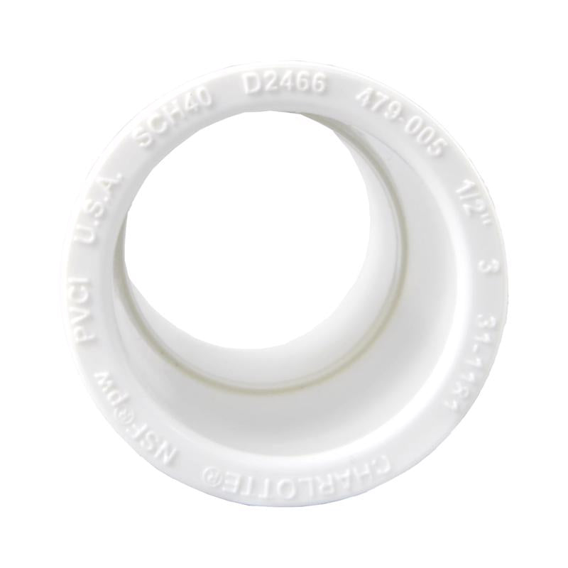 Charlotte Pipe Schedule 40 1/2 in. Socket X 1/2 in. D Socket PVC Coupling