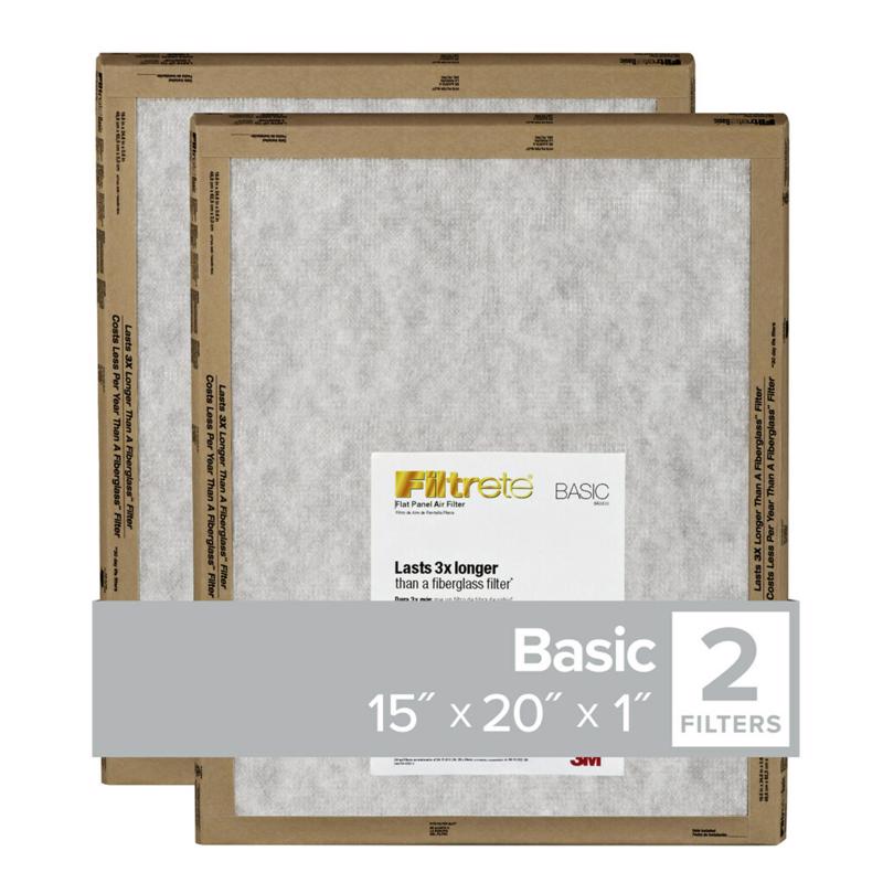 Filtrete 15 in. W X 20 in. H X 1 in. Synthetic 2 MERV Flat Panel Filter 2 pk