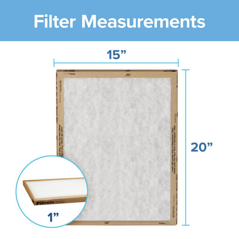 Filtrete 15 in. W X 20 in. H X 1 in. Synthetic 2 MERV Flat Panel Filter 2 pk
