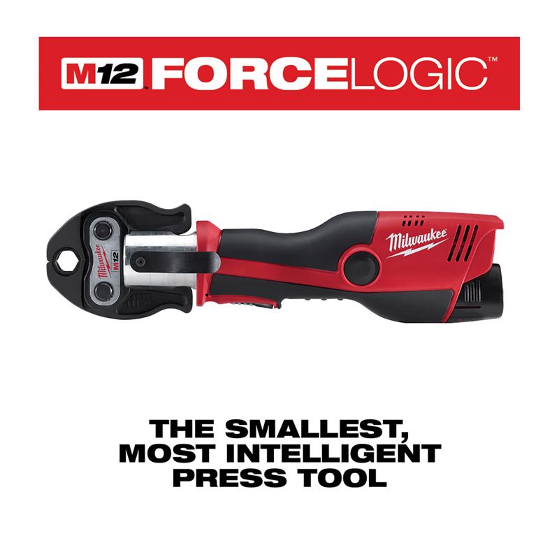 Milwaukee M12 Force Logic Cordless Press Tool Kit with Jaws Black/Red 8 pc