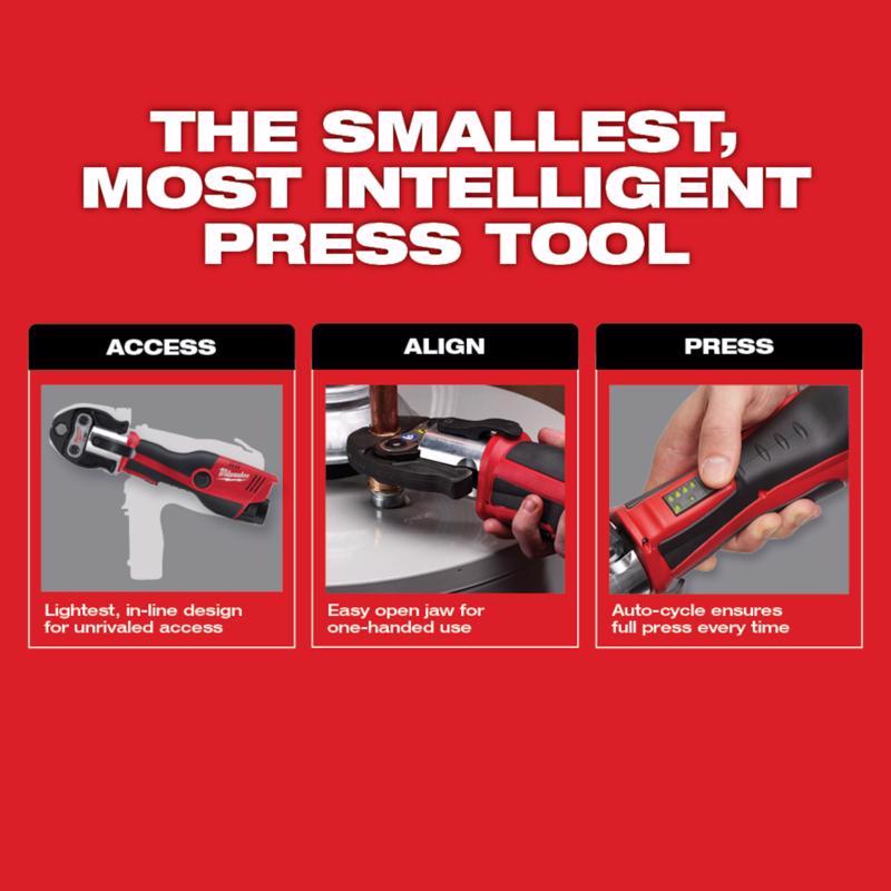 Milwaukee M12 Force Logic Cordless Press Tool Kit with Jaws Black/Red 8 pc
