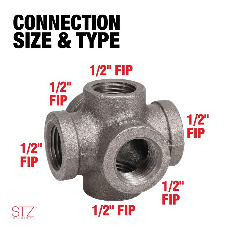 STZ Industries 1/2 in. FIP each X 1/2 in. D FIP 1/2 in. D Female Black Iron 2.25 in. L Cross
