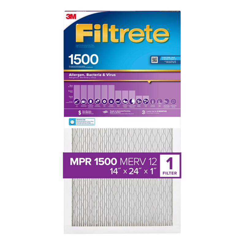 Filtrete 14 in. W X 24 in. H X 1 in. 1500 MPR Pleated Air Filter