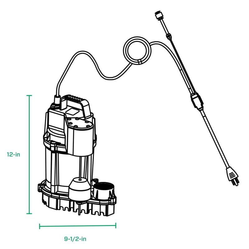 Zoeller 3/4 HP 80 gpm Cast Iron Vertical Float Switch AC Submersible Sump Pump 9 ft