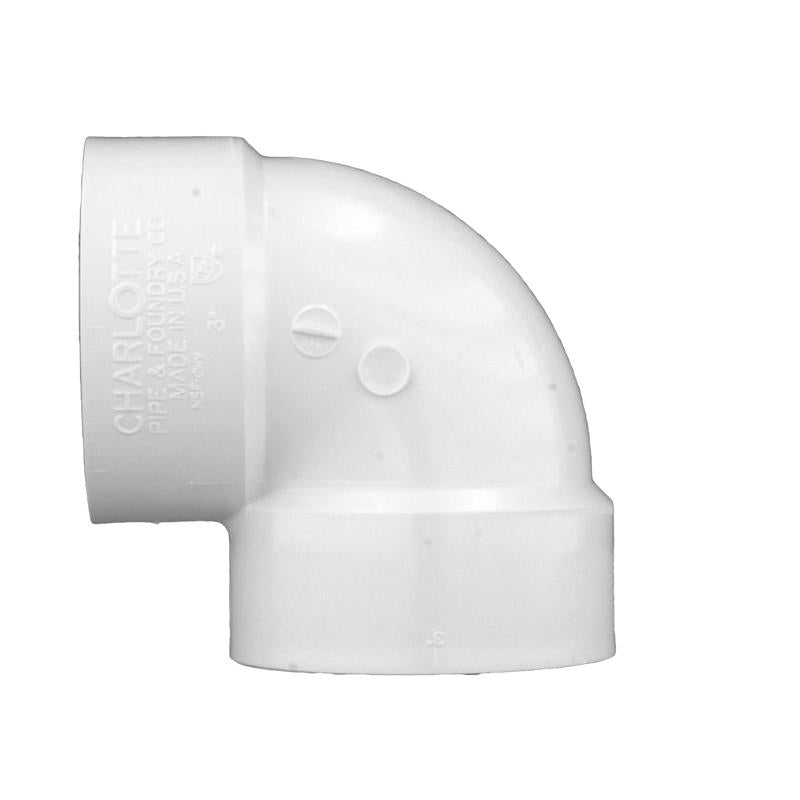 Charlotte Pipe Schedule 40 3 in. Hub X 3 in. D Hub PVC Elbow