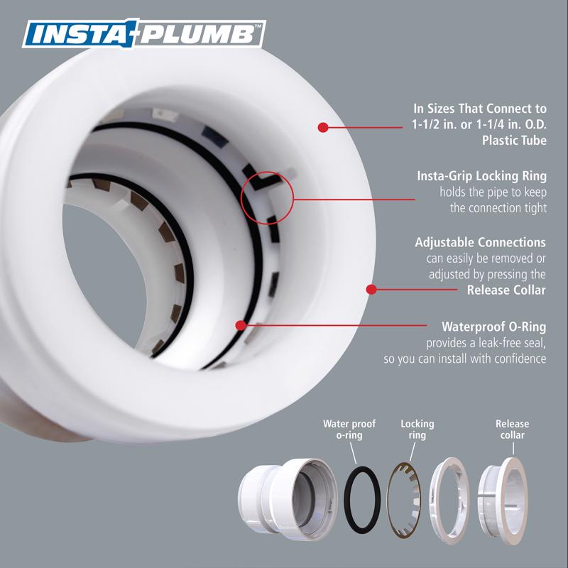 Keeney Insta Plumb 1-1/2 in. D Plastic 90 Degree Coupling